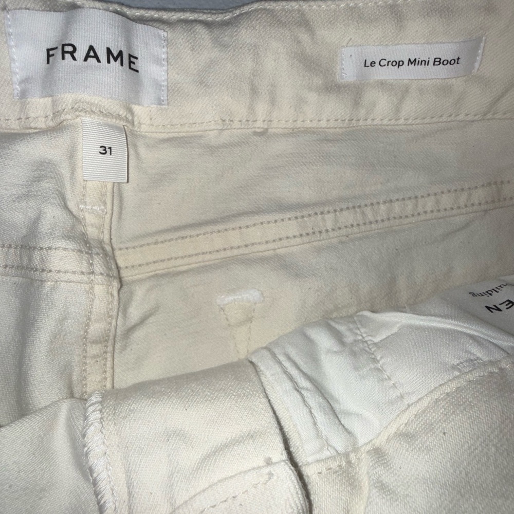 FRAME Le Crop Mini Boot Cream Jeans Size 31 NWOT women’s boot cut jeans - Picture 10 of 10